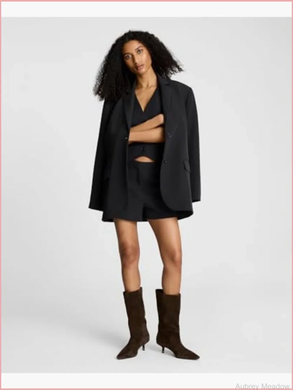 Women's Luxe Twill Boyfriend Blazer with Structured Shoulders